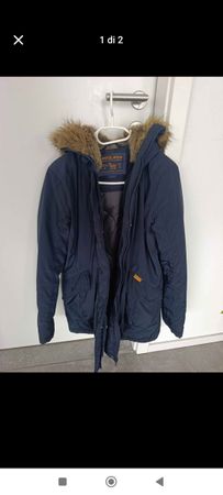 Parka Woolrich blu con cappuccio taglia M usato