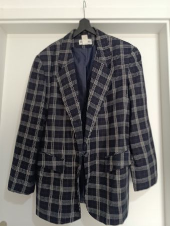 Blazer carreaux bleu marine et blanc