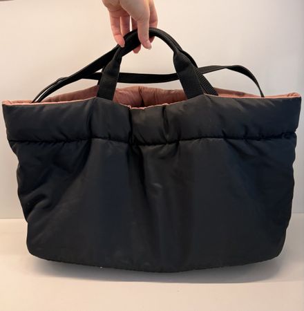 Yohji Yamamoto Designer Puffer Tote Bag Schwarz Altrosa 
