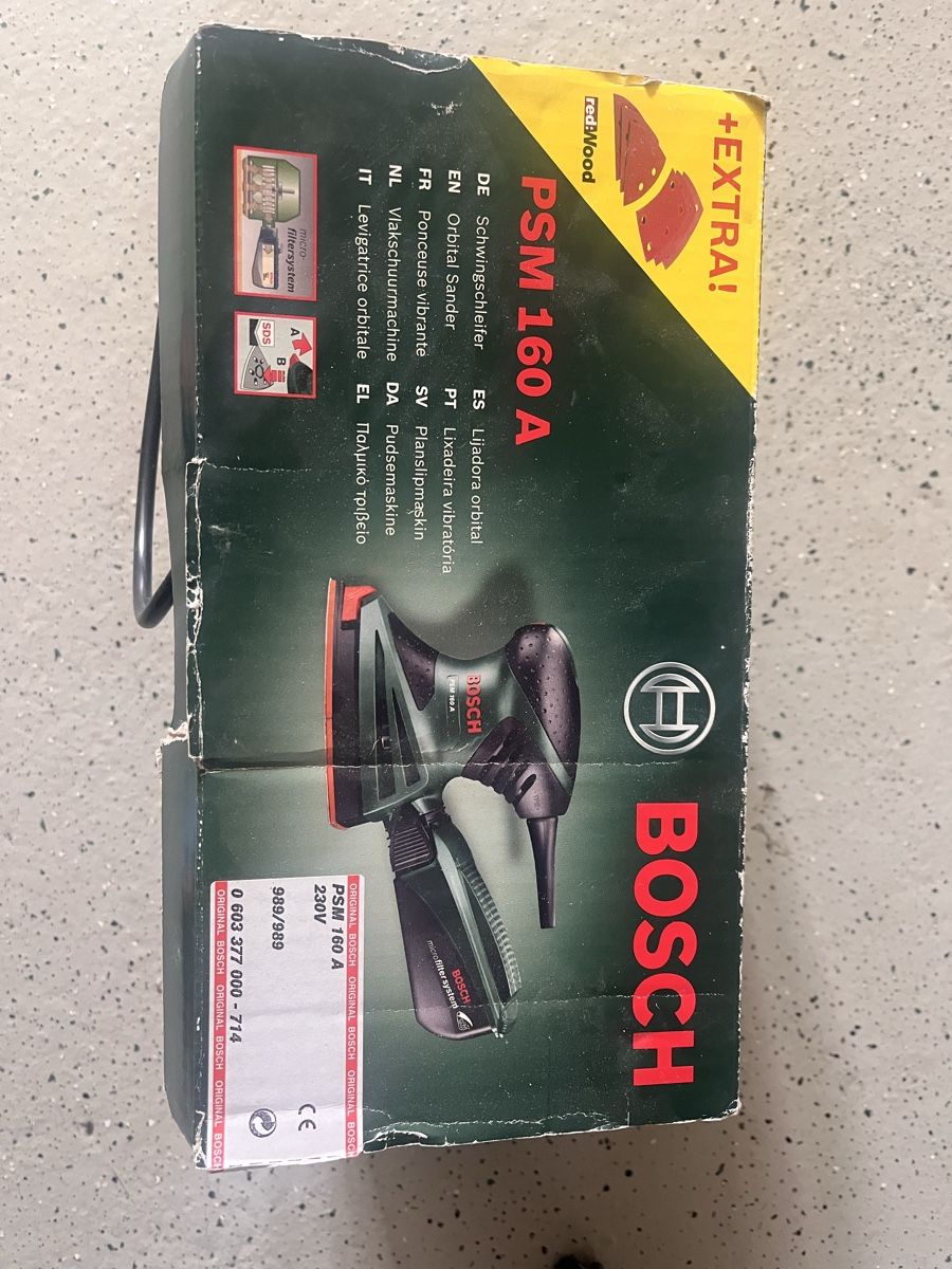 Bosch Smerigliatrici & Lucidatrici: Bosch PSM 160 A Sander - Great for Spring DIY Projects! 50 c – Usato da Fällanden venduto da wunschkind79