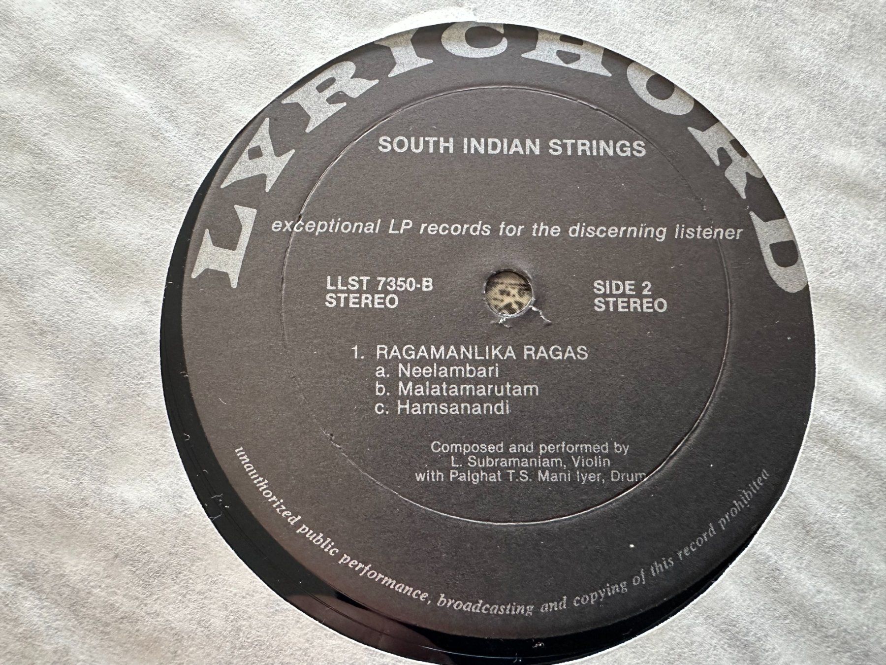 Schallplatten: L.SUBRAMANIAM LP SOUTH INDIAN STRINGS – Gebraucht aus Sion von jaipur1401 3