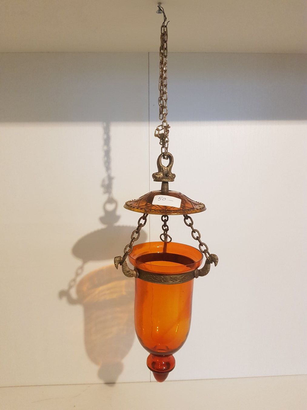 Lampadari & plafoniere: Hängelampe, orange Glas, Messing – Usato da Münchenstein venduto da tsp01 2