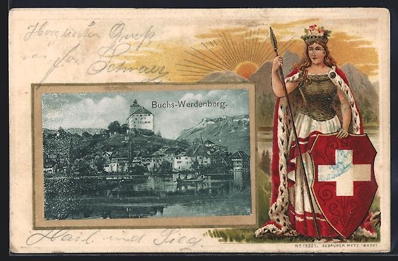Cartes postales: Passepartout-Lithographie Buchs-Werdenbe – D'occasion à Berlin par bartko-reher