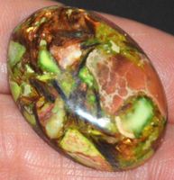 Cabochon L-8341 – Kupfer Meeressediment Jaspis grün 30x22mm