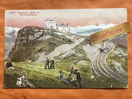 Alte Ansichtskarte Rigi-Kulm, Sonnenaugang, 1913, mit Marke