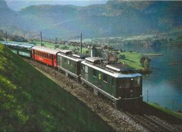 Bahn Brünig-Bahn in Lungern 2 Lokomotive HGe 4/4  Motiv 1988
