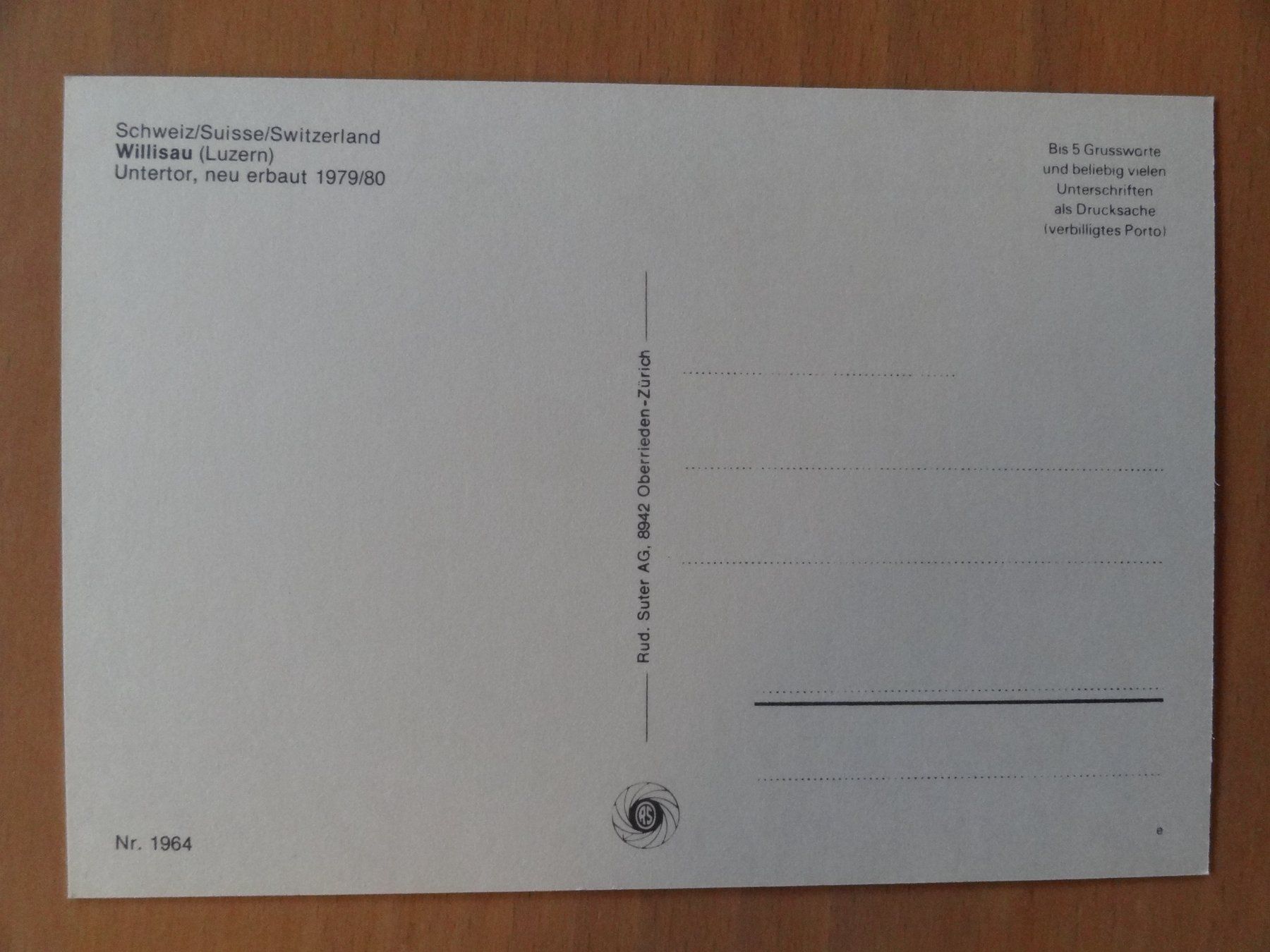 Cartoline postali: Willisau (LU) - 1979/80 – Usato da St Léonard venduto da Riglin 1