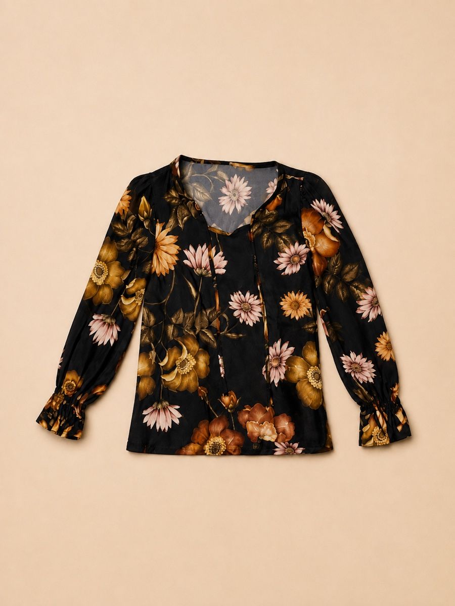 Camicette: BLOUSE FLEURIE NOIRE – Nuovo (secondo la descrizione) da Lausanne venduto da KeNaChic 1