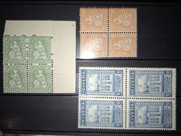 Lot 4er Blocks sitzende Helvetia / UPU