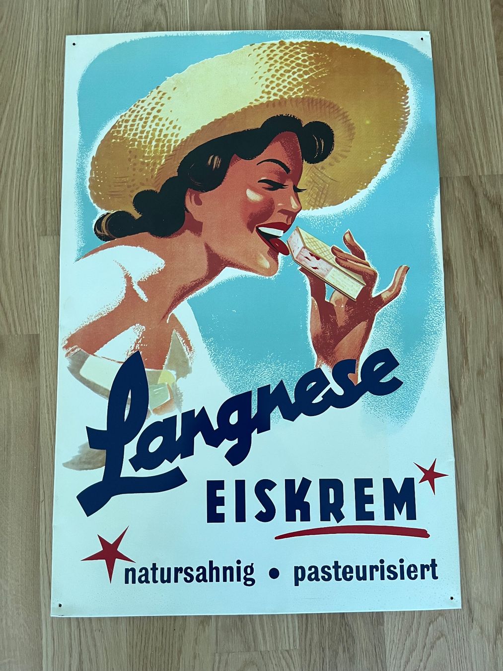 Schilder: Langnese Eiscreme Werbung, altes Metallschild – Gebraucht aus Wabern von DaxKarten-75 2