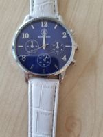 Armbanduhr AURONN blaues Zifferblatt weisses Band neu