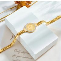 Armband mit -Medaillon & Zirkonia 18 Karat vergoldet