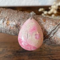✲ Peru Rhodonit Anhänger + Kette 925 Silber ✲ 35mm / 16g