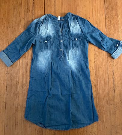 Lange Jeans Hemd Bluse/Minikleid 100% Baumwolle, von HailYs
