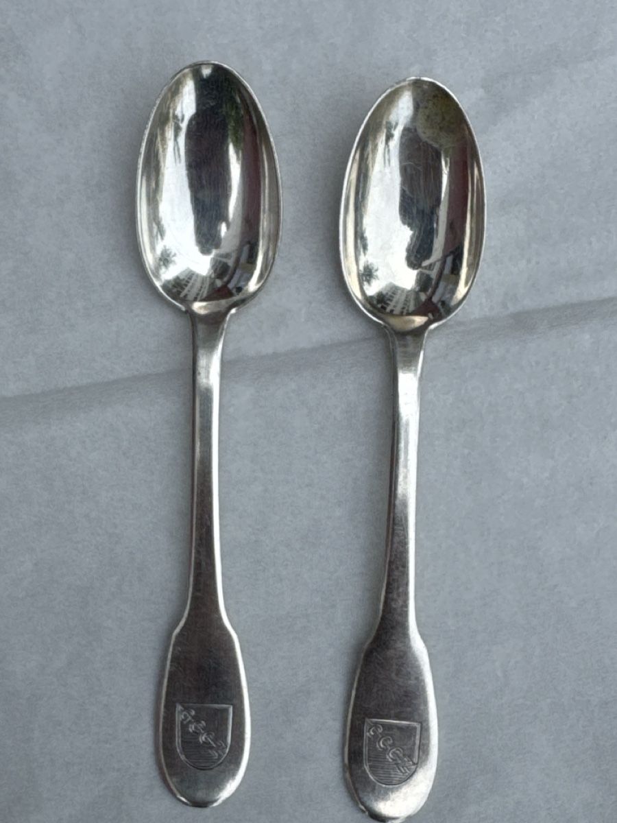 Cucchiai: 2 antike Silberlöffel GCCZ/800 silber/ 33g – Usato da Zürich venduto da Brockiwelt