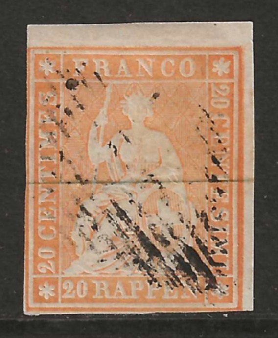 Tutti i francobolli: 1854 : Strubel  Nr. 25B , Randstück – Usato da Gümligen venduto da Geniusbuy