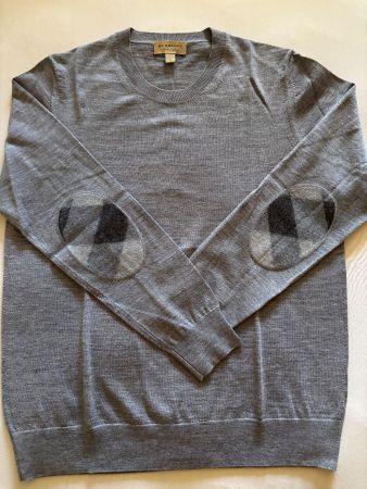 Damen Burberry Pullover grau Merino Wolle Gr. L