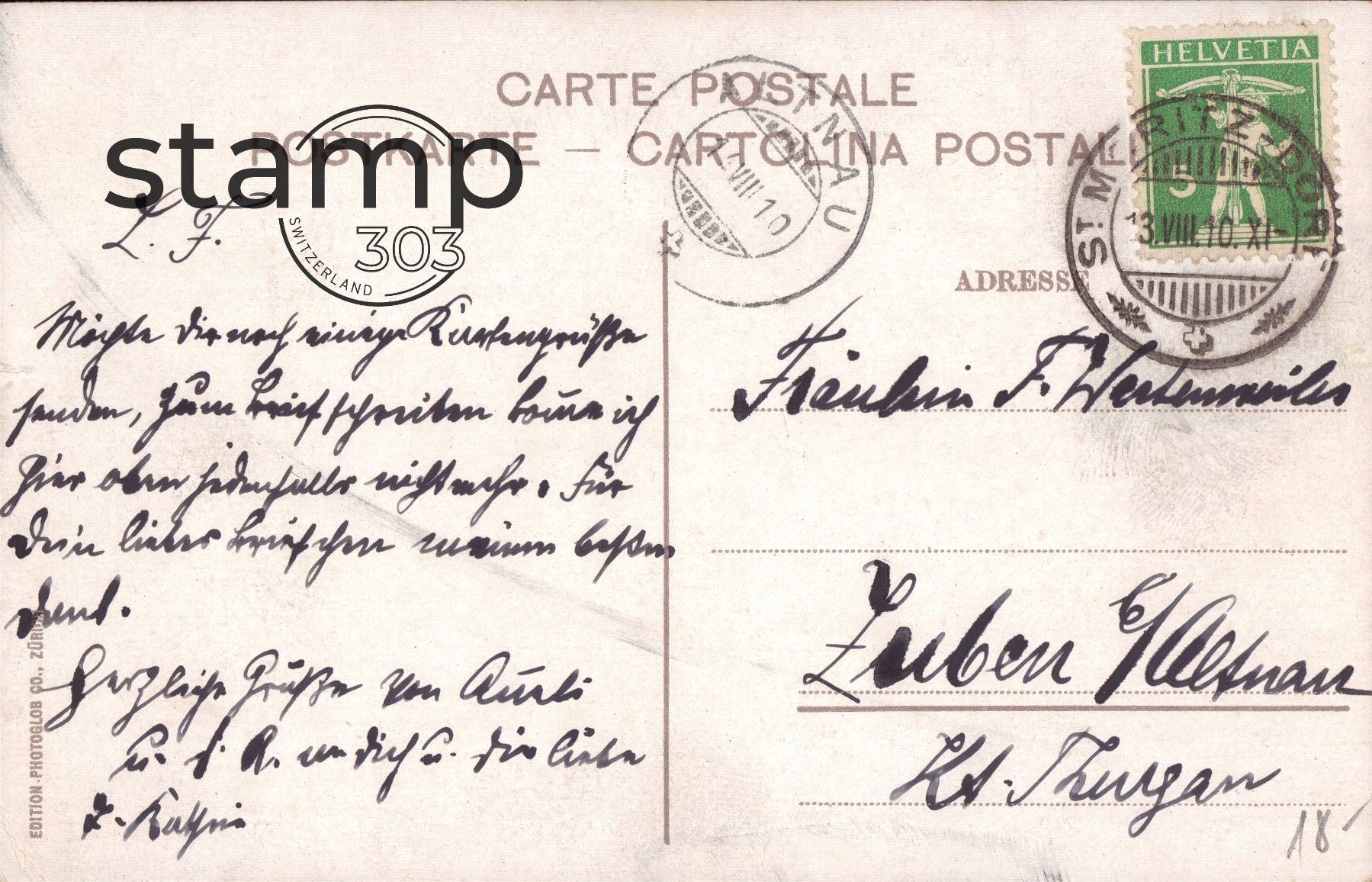 Cartoline postali: 1910 AK St. Moritz-Dorf und Bad – Usato da Eggersriet venduto da stamp303 1