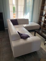 Grand canapé d’angle contemporain en cuir véritable, acheté 