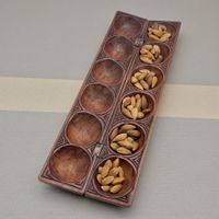 Ancien jeu africain Awalé Mancala en bois sculpté à la main