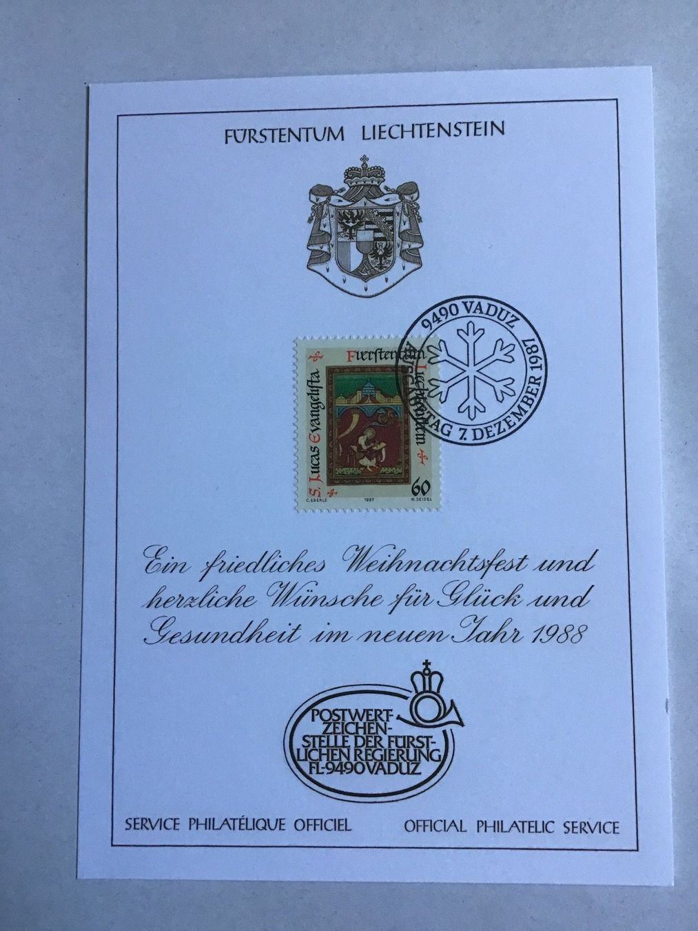Tous les timbres: liechtenstein briefmarken 7.12.1987 – Neuf (Voir description) à liestal par makai05