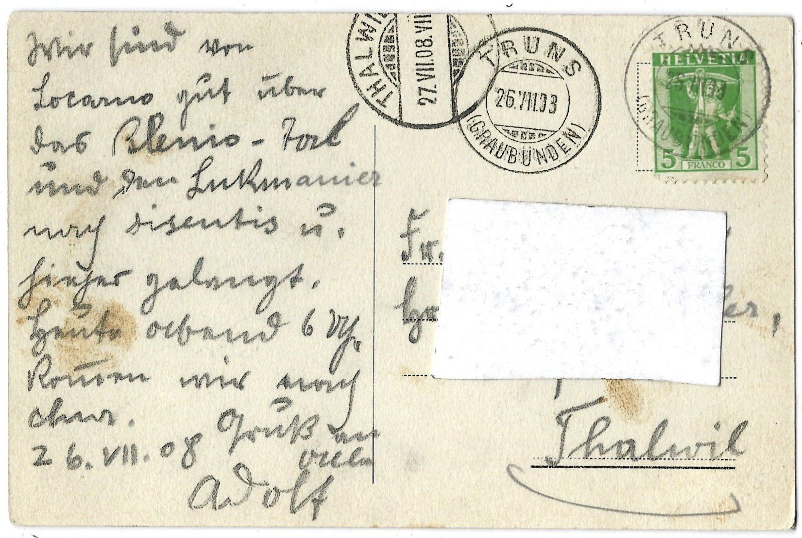 Cartoline postali: St. Anna-Capelle  --  Truns – Usato da Bütschwil venduto da Jackson1A 1