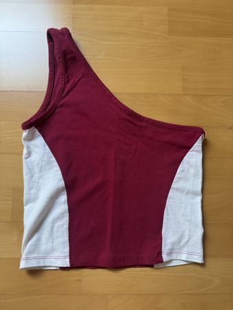 One-Shoulder Top FB Sister bordeaux weiss Grösse S