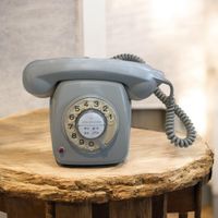 Telefon, Vintage Wählscheibentelefon, Grau,
