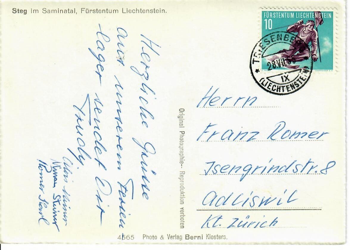 Cartoline postali: Steg im Saminatal FL – Usato da Hochdorf venduto da Ziegel-16 1