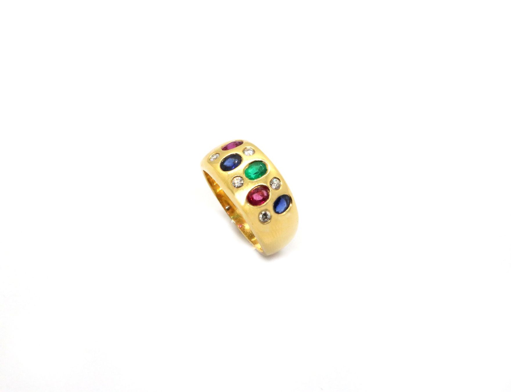 Ringe: Goldring 18K mit Edelsteinen (Grösse 55) – Gebraucht aus Dürnten von schmucklicher