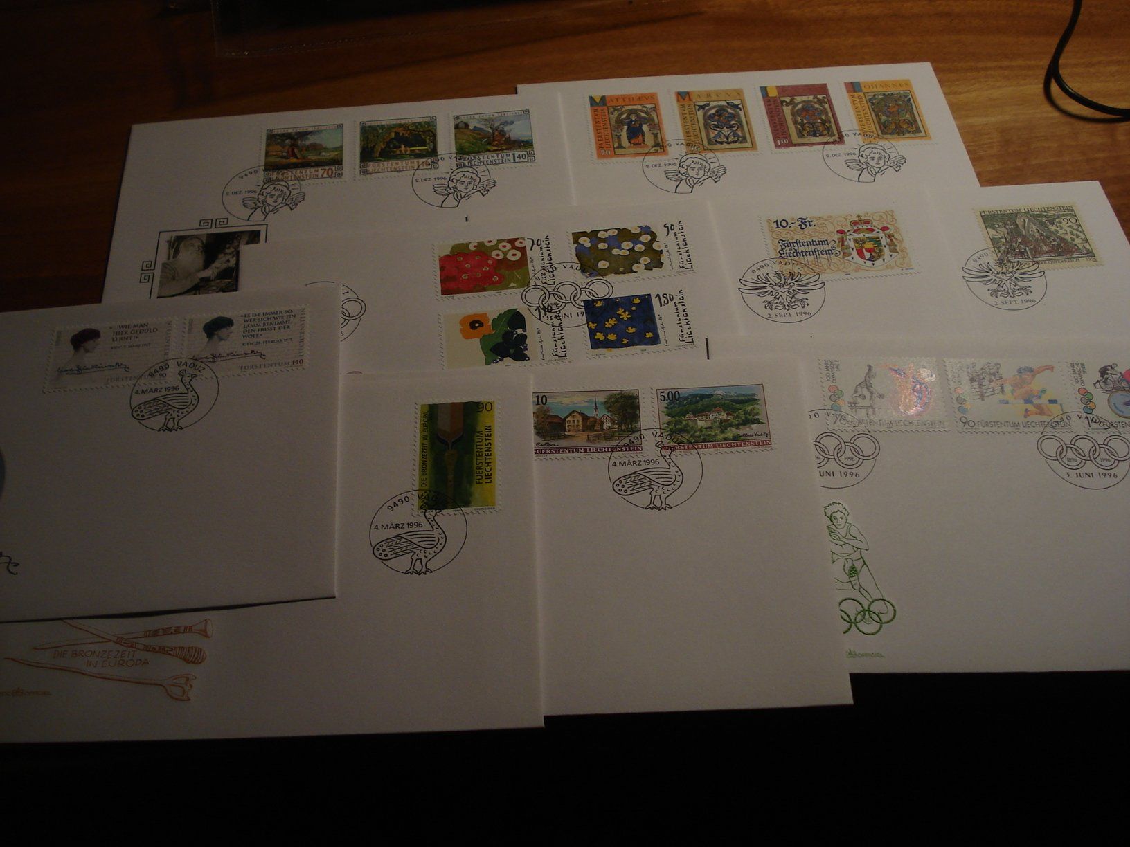 Tutti i francobolli: Liechtenstein Set FDC 1996, 9 Belege – Usato da Niederwil AG venduto da morostahu 1