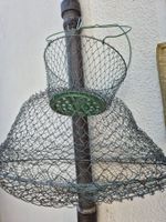 Original Vintage Fischreuse / Fischkorb aus Draht Metall