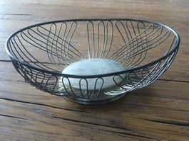 Vintage Draht Obstschale - Brotkorb, ovale Form