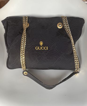 GUCCI Vintage Tasche (Tote bag) schwarz, Gold-Hardware