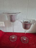 Deux bougeoirs photophore en verre des années 1950 C20