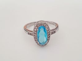 Silber Ring  925 mit  Blauer Stein Gr. 17.4 mm