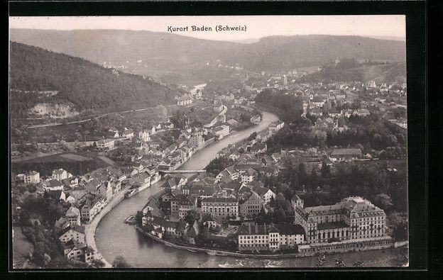 Cartoline postali: Baden, Teilansicht mit Fluss aus der Vog – Usato da Berlin venduto da bartko-reher