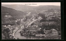Baden, Teilansicht mit Fluss aus der Vog