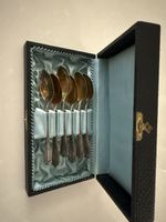 6 Kaffeelöffel 90er Silber PEKA mit Etui, Vintage Design