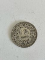 Schweizer 1 Fr. Münze, Jahrgang 1908, seltenes Sammlerstück