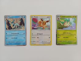 Pokémon Karten Glaceon Eevee Leafeon 3er Set Zustand gut