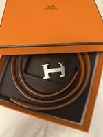 Cintura Hermès H in pelle arancione e pelle marrone misura 1