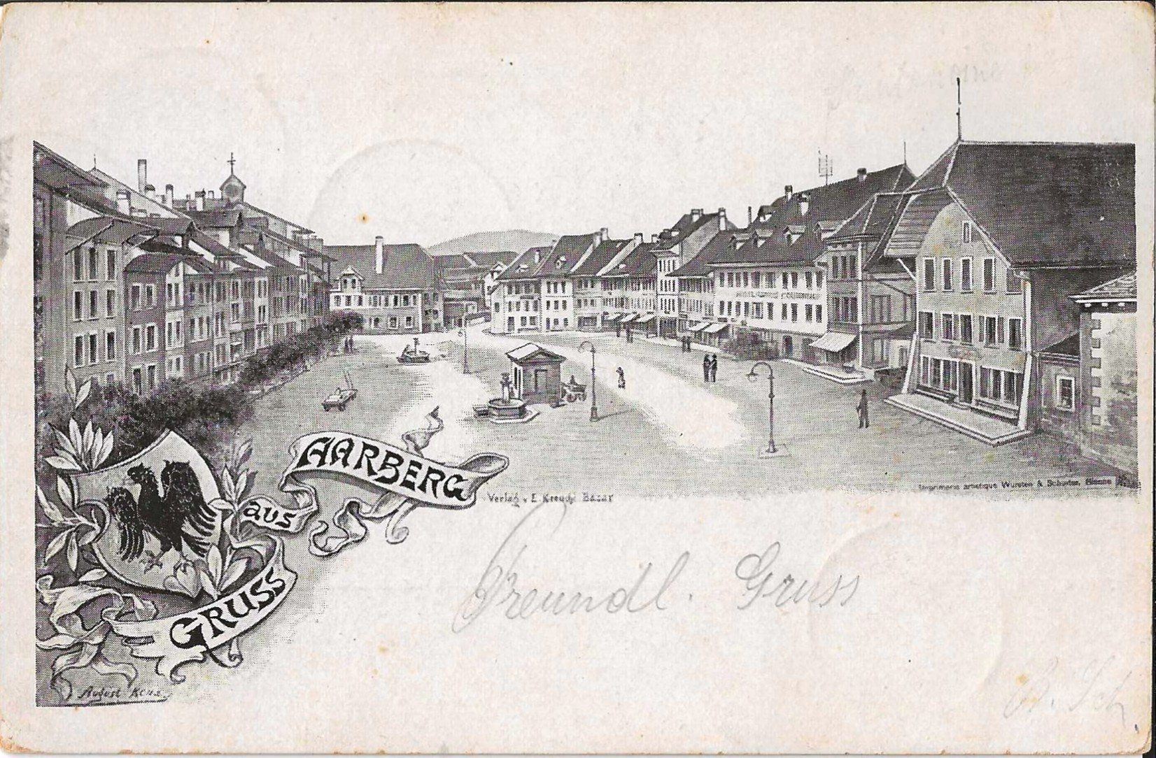 Cartoline postali: Karte Aarberg 1902 – Usato da Zürich venduto da Philacat11