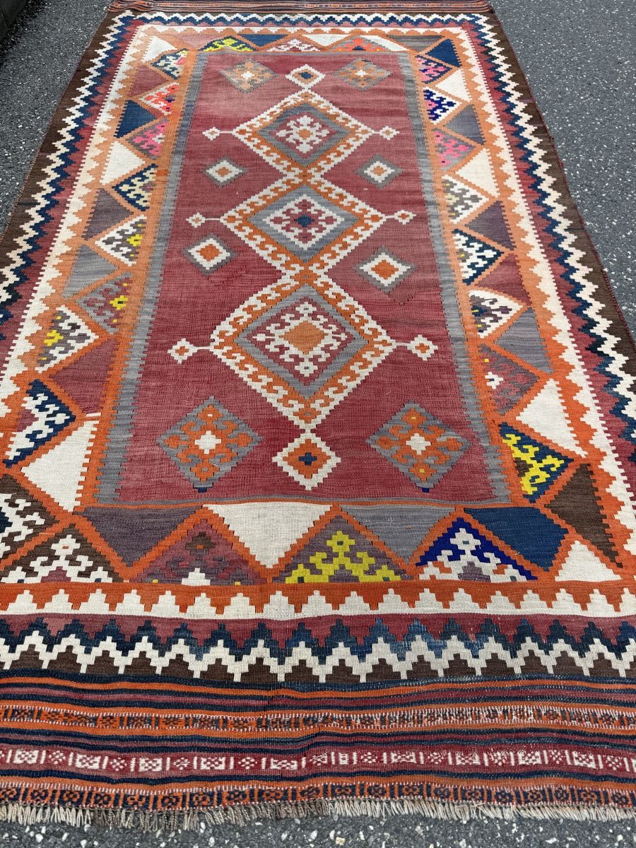 Kelim Tappeti: Handgewebter Perserteppich.( Kelim) 270x148cm, – Usato da Büron venduto da Filadefia-888 1