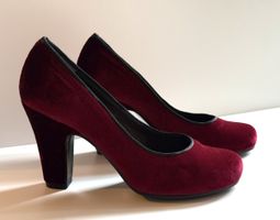 Deimille Vintage Samt Pumps, Bordeauxrot, Grösse 38