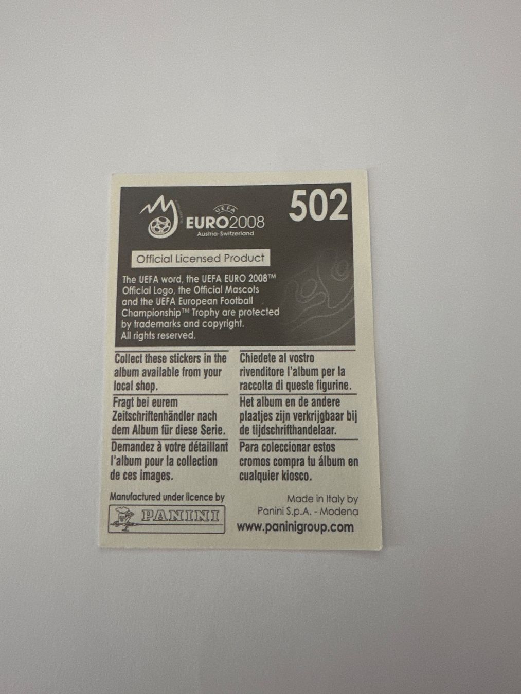 Panini Cartes à collectionner: Panini UEFA EM 2008 Sticker - Nr. 502 – D'occasion à Sulz AG par DealWerk 1