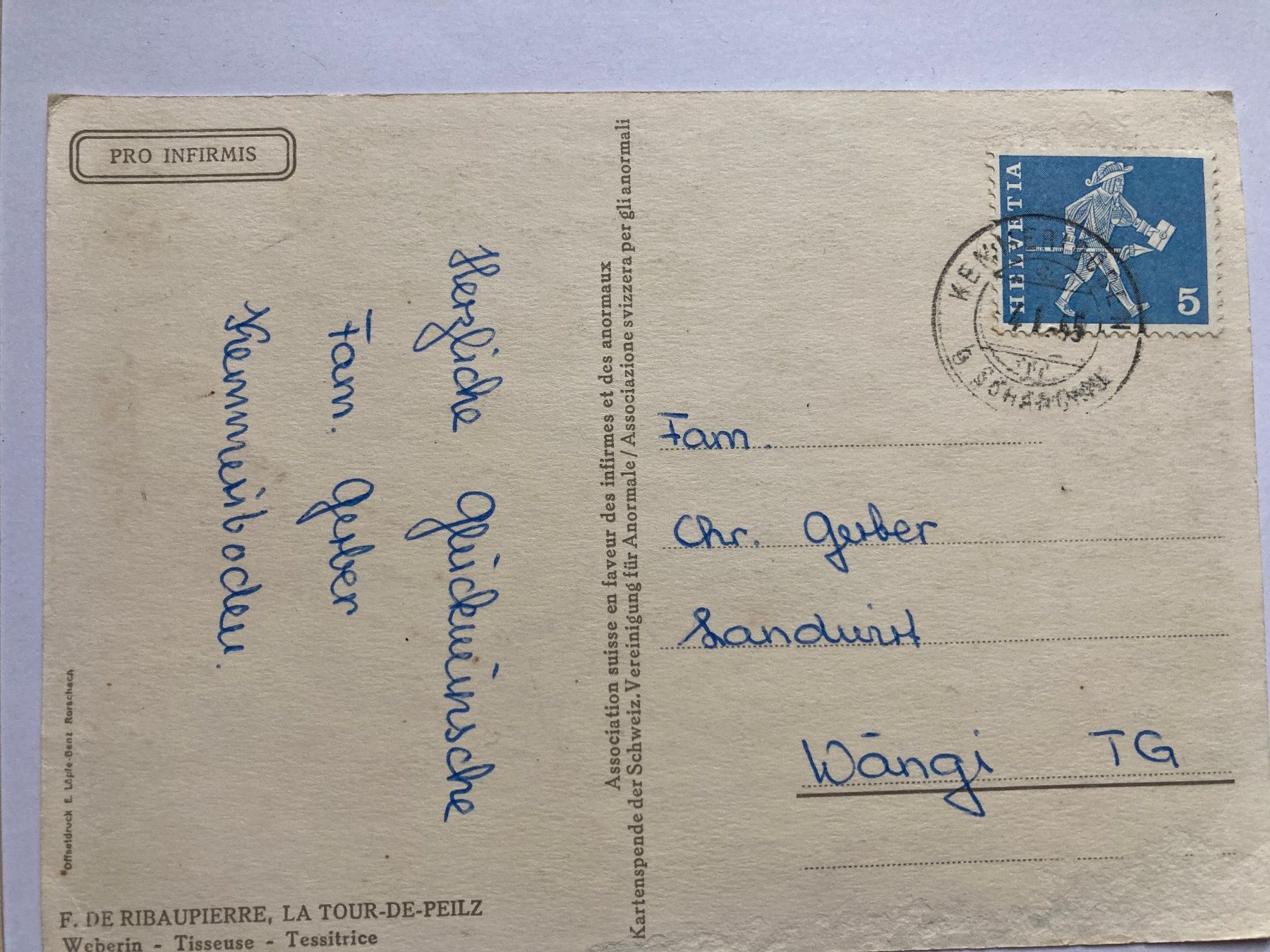 Ansichtskarten: 2 Kunstkarten Pro Infirmis, gelaufen – Gebraucht aus Lütisburg von wiesenpippau 1