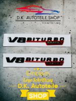Mercedes V8 Biturbo Logo Emblem Schriftzug 2 Stk Schwarz/Rot