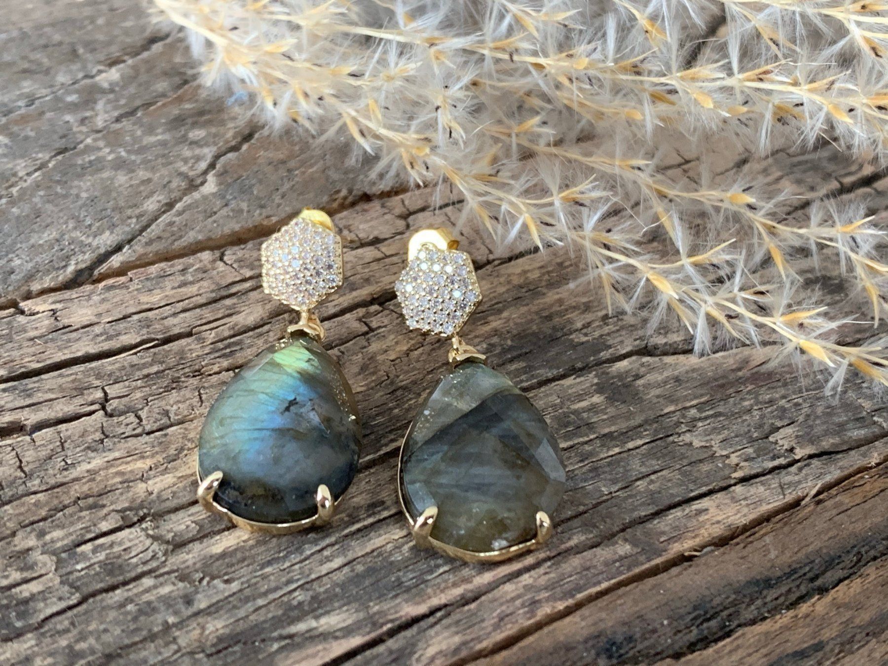 Ohrringe & -stecker: Wow karat vergoldete LABRADORIT Ohrringe – Neu und originalverpackt aus Rombach von Ivreajewels 2