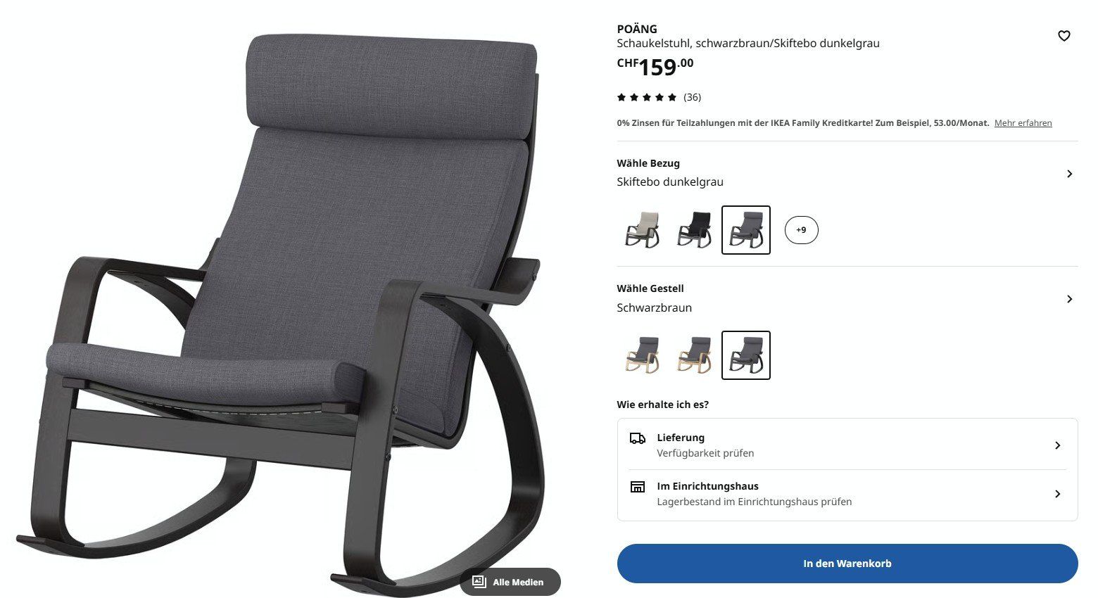 Ikea Poltrone: Ikea Schaukelstuhl, Modell Poäng, Bezug Grau – Usato da Zug venduto da gbvidal 4